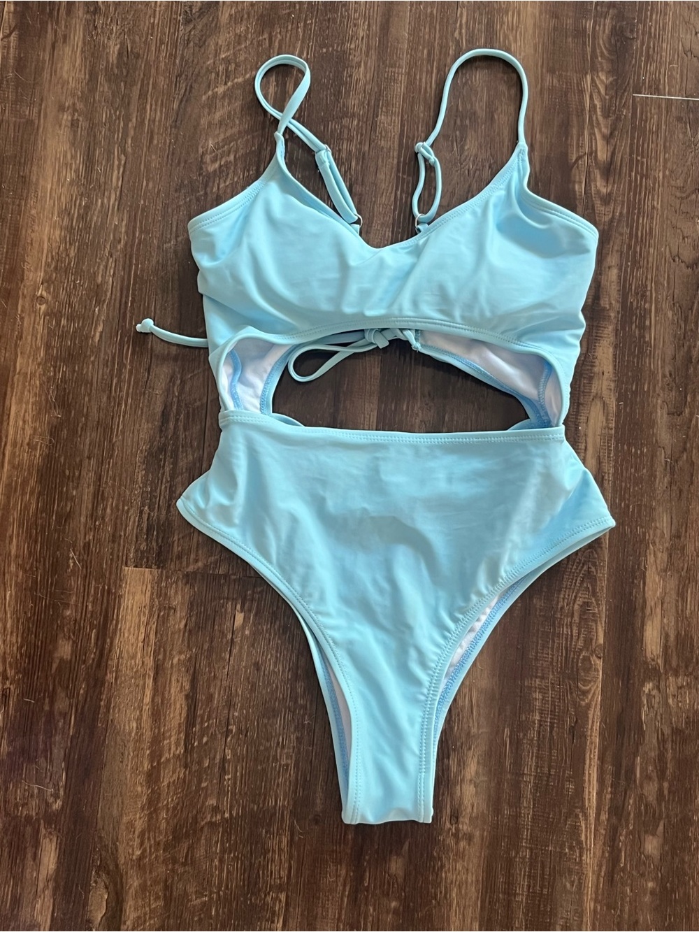 SHEIN Light Blue Cutout One-Piece Swimsuit. Small